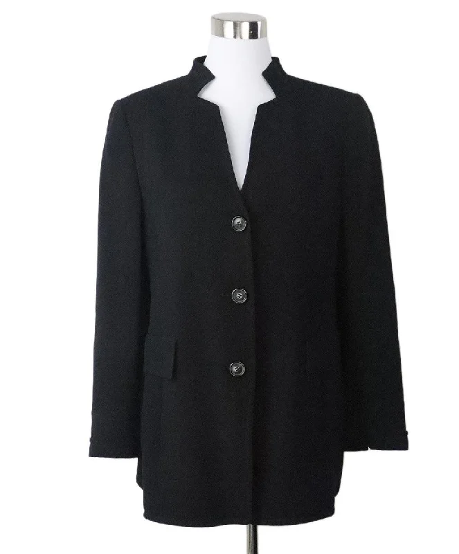 Akris Black Wool Jacket sz 8 Refined Women's Classic 