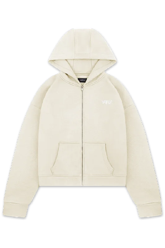 BASIC ZIP HOODIE CREME Refined Women's 