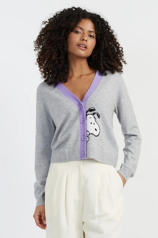 Light-Grey Wool-Cashmere Snoopy Cardigan Australian Beach