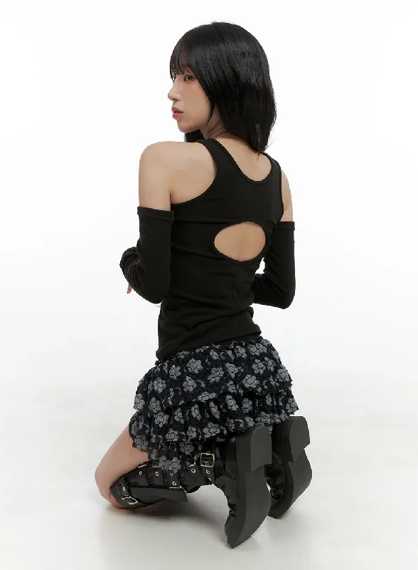 Back Cut-Out Open Shoulder Long Sleeve CG420 Edgy Women's Punk
