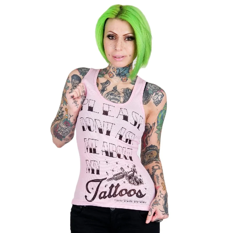 Don't Ask About My Tattoos Pink Tank Geometric