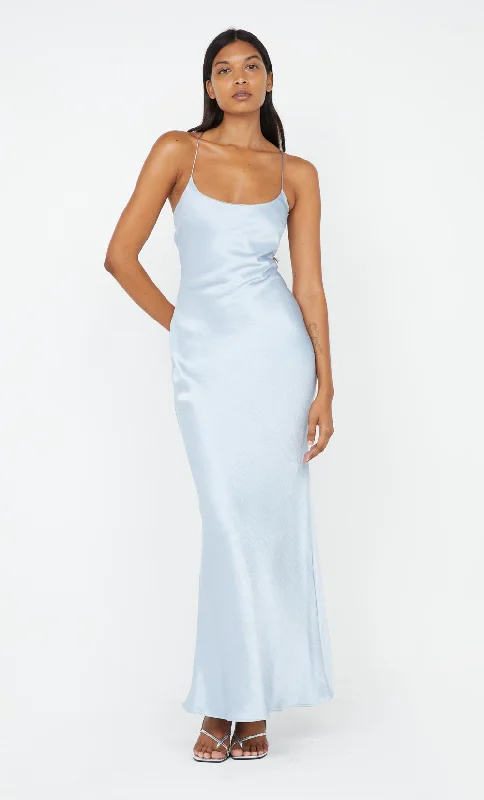 ALLEGRA TIE MAXI DRESS - DUSTY BLUE Dapper Women's 1920S