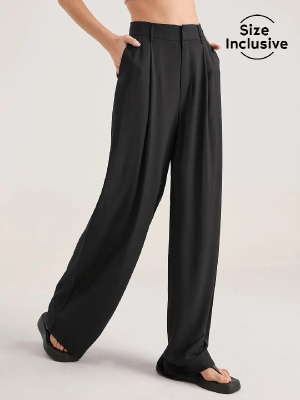 BerryBetty - Oversized High Waisted Pleat Front Trousers Rugged Women's Outdoor 
