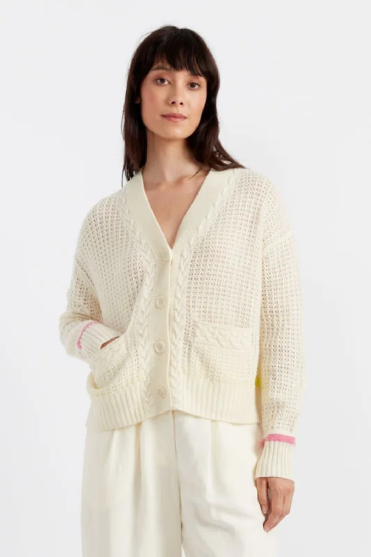 Cream Wool-Cashmere Penzance Cardigan Bohemian Women's Free