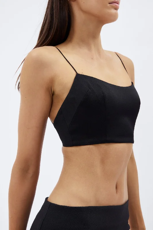 Keene Black Crop Top Sporty Women's Tennis