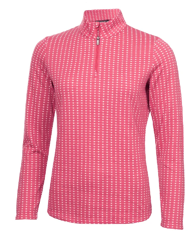 GREEN LAMB Kit Jacquard Zip Neck Top 986 Pebble Blush Modern Women's Tech