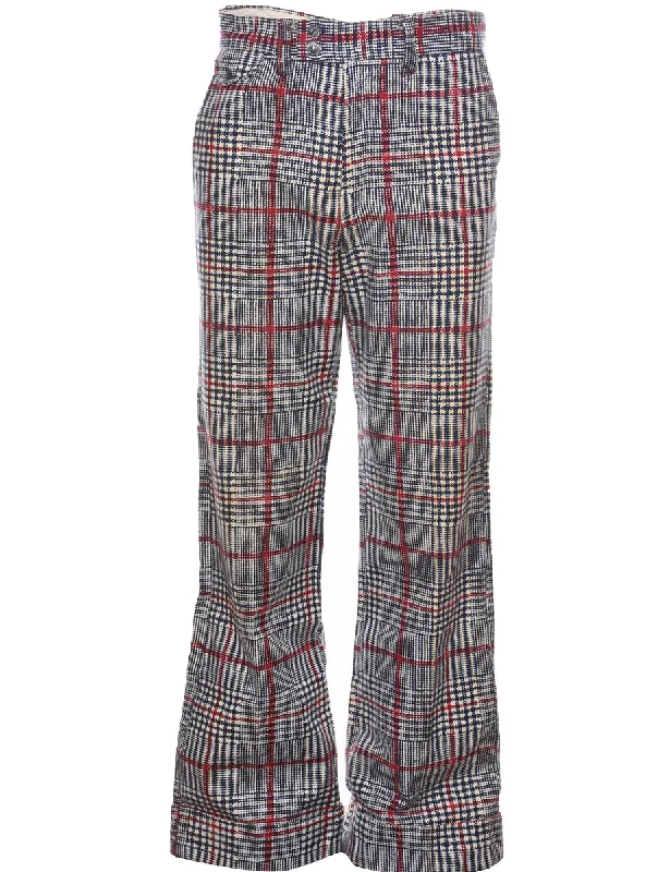 Checked Pattern Black, Red & White 1970s Trousers - W30 L31 Athletic Women's 