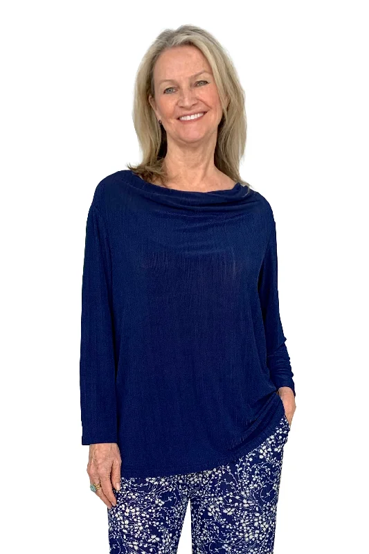 La Cera Solid Cowl Neck Top Modern Women's 