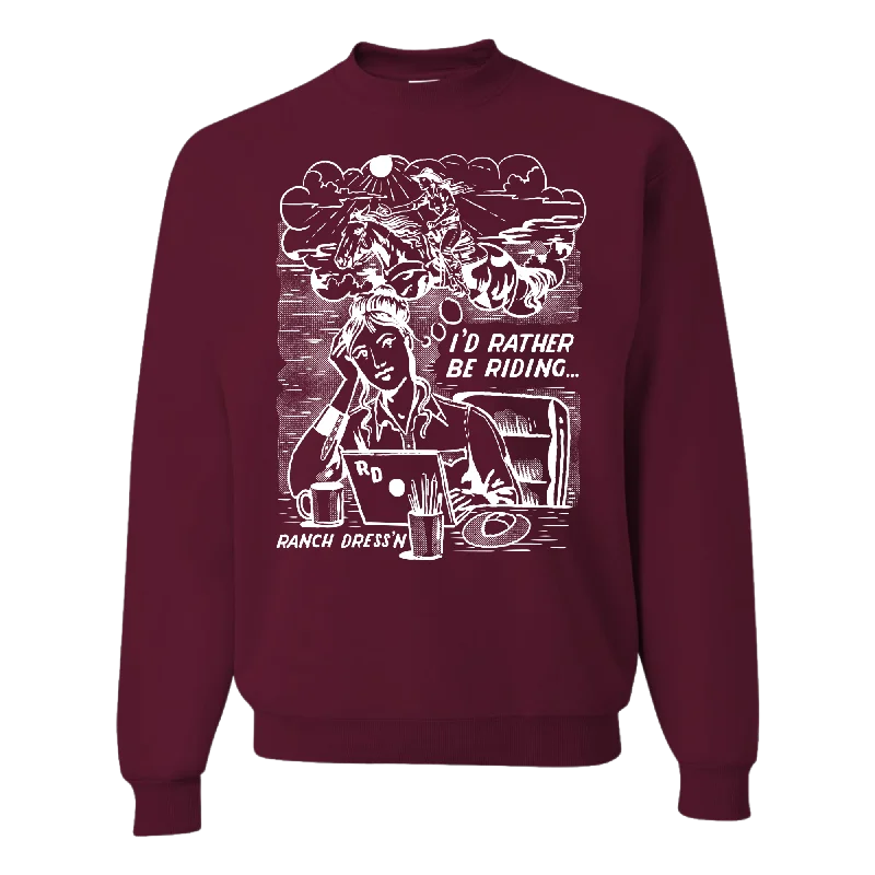 RATHER BE RIDING MAROON CREWNECK Cashmere
