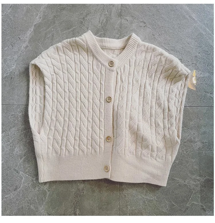 round neck knitted vest for women new retro sleeveless off-shoulder vest jacket    S5035 Hip Women's Urban