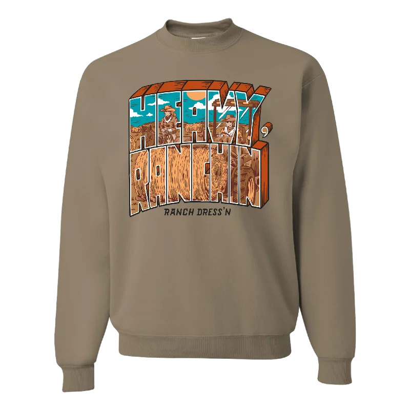 HEAVY RANCHIN' SANDSTONE CREWNECK Unique Women's Upcycled