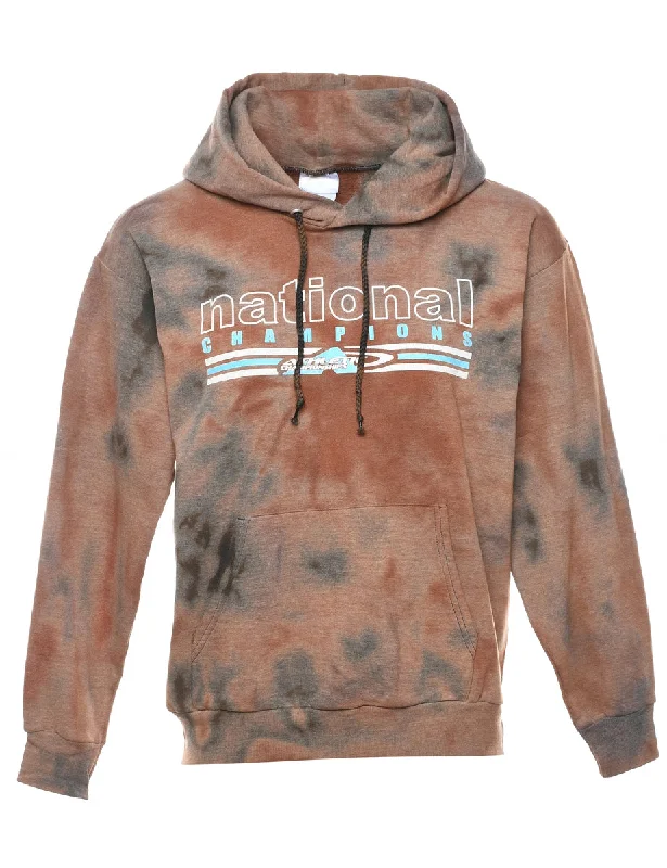 Tie-dye National Champions Light Brown & Grey Hoodie - S Trendy Women's Oversized