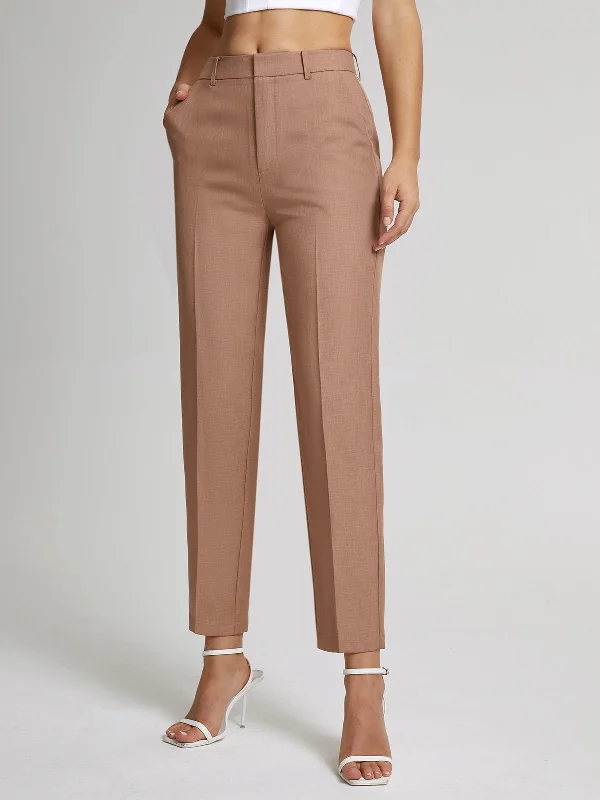 BerryBetty - High Waisted Cropped Skinny Straight Leg Trousers Business
