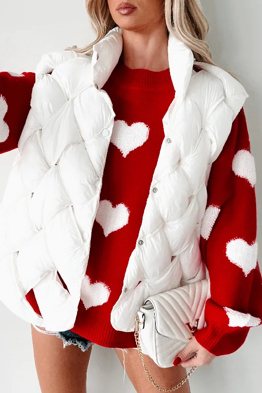 Snowball Effect Braided Puffer Vest (White) Stylish Women's Tropical 