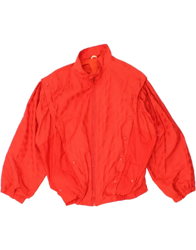 VINTAGE Womens Oversized Bomber Jacket UK 14 Medium Red Luxurious Women's High -  end