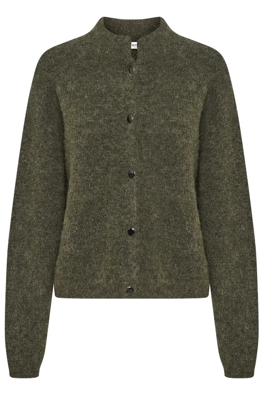 Gestuz - AlphaGZ Short Cardigan NOOS - Dark Olive Melange Cool Women's Skate