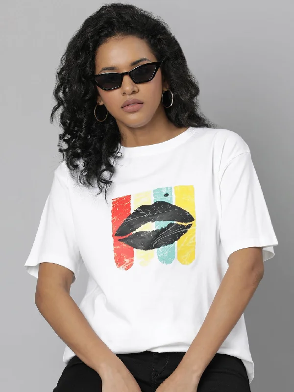 Women White Graphic T Shirt Elegant Women's Formal 