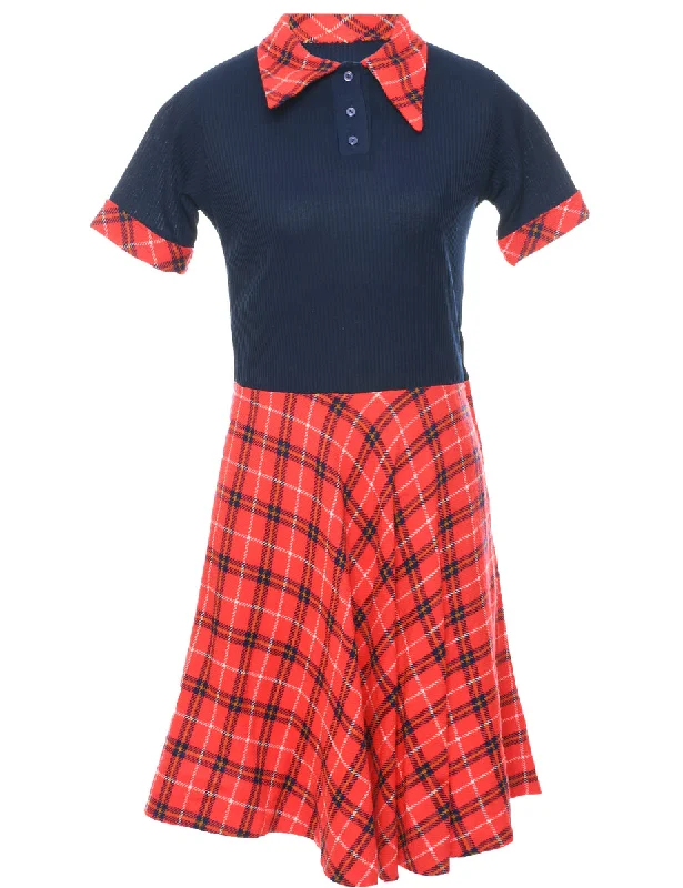 Checked Dress - M Polished Women's Silk