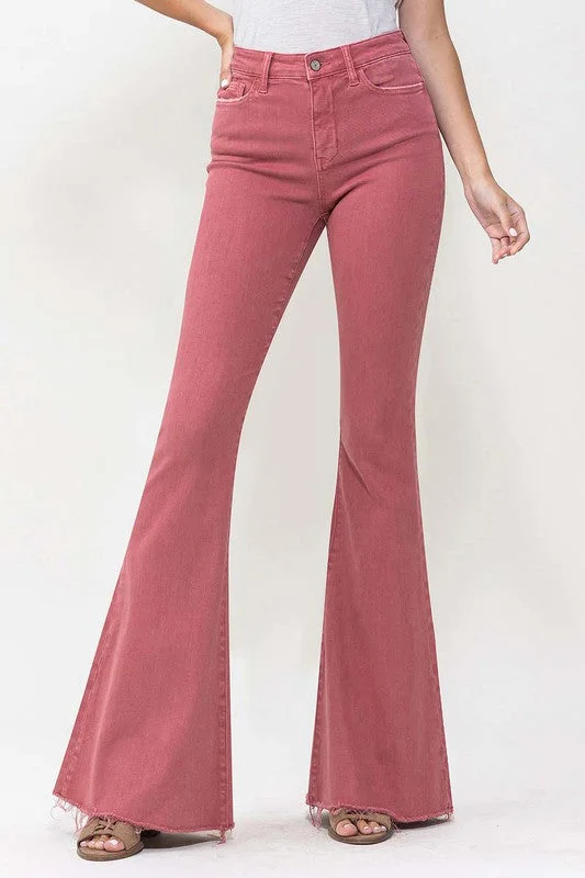 High Rise Super Flare Jeans Stylish Women's Tropical 