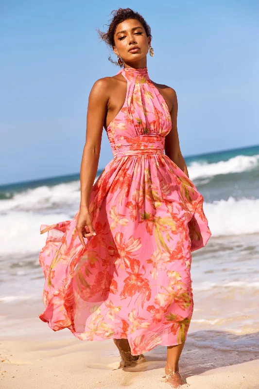 Date Picking Midi Dress - Pink Bohemian Women's Free