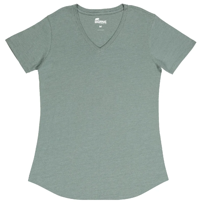 Berne Lead Cotton Blend Ladies Lightweight Performance V-Neck S/S Cozy Women's Winter