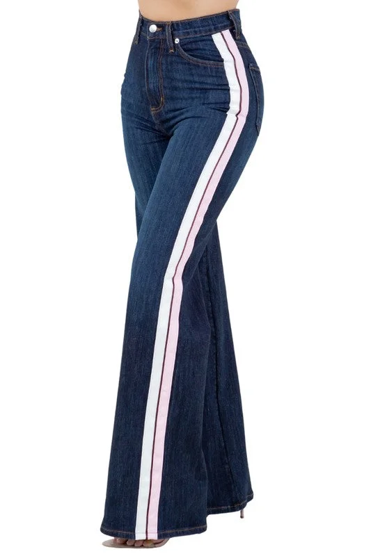 Striped Wide Leg Pant in Dark Denim Cool Women's Skate