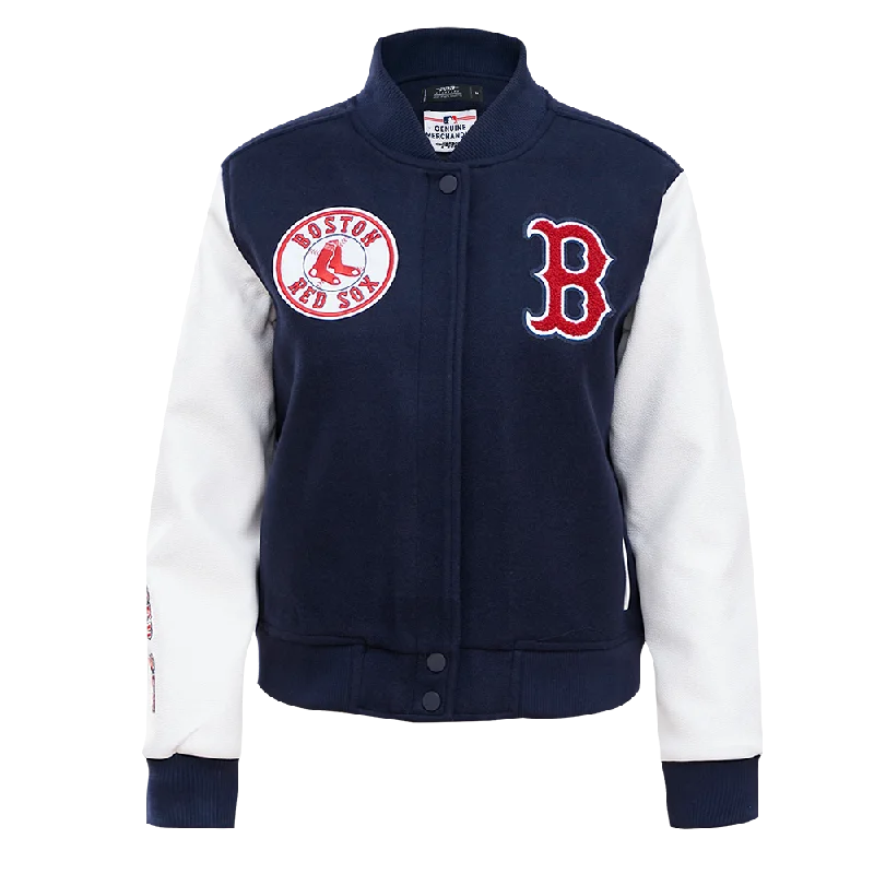 MLB BOSTON RED SOX WOOL WOMEN'S VARSITY JACKET (MIDNIGHT NAVY/WHITE) Vacation