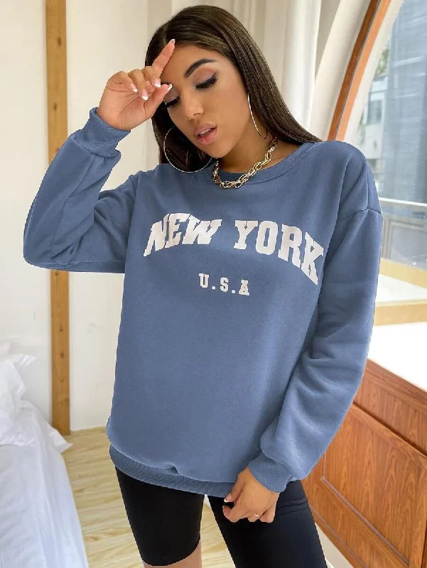 Women's Oversized Sweatshirt Dusky Blue Confident Women's Power