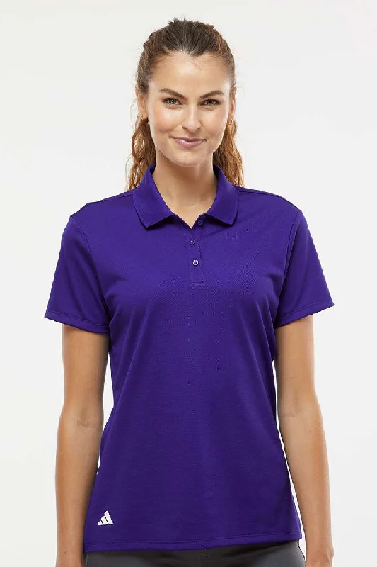 Adidas Womens UV Protection Short Sleeve Polo Shirt - Collegiate Purple Earthy Women's Hemp - based