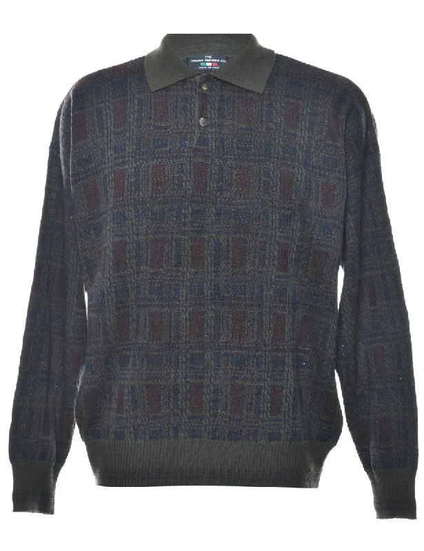 Checked Pattern Jumper - M Minimalist Women's Casual