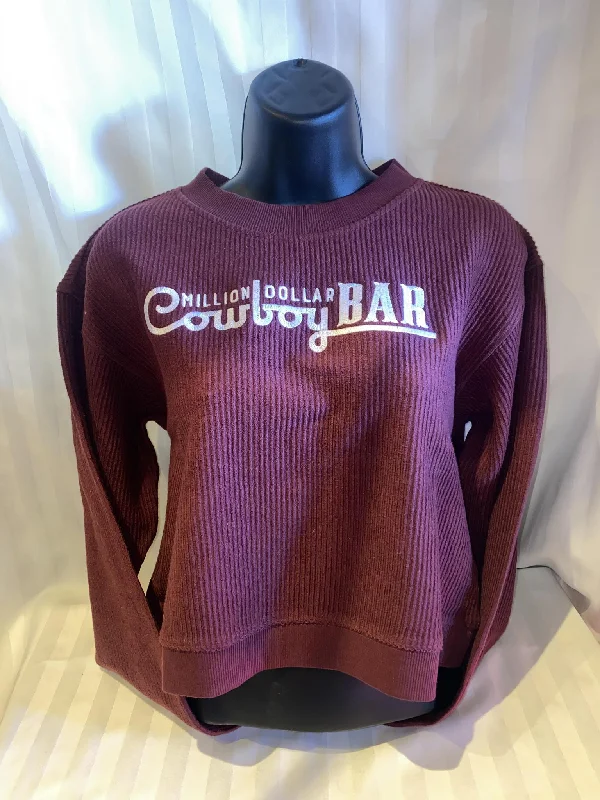 Long sleeve Crop Crew sweatshirt maroon Bold Women's Statement