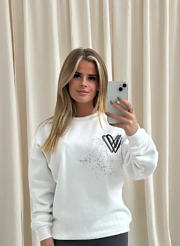 Dark Grey Heart Graffiti Sweatshirt White performance