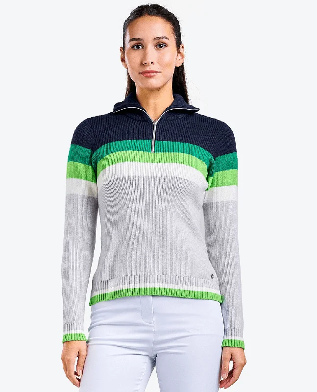 SIZE XL - NIVO Gabriella Knit Half Zip Sweater 221 Navy Feminine Women's Soft 
