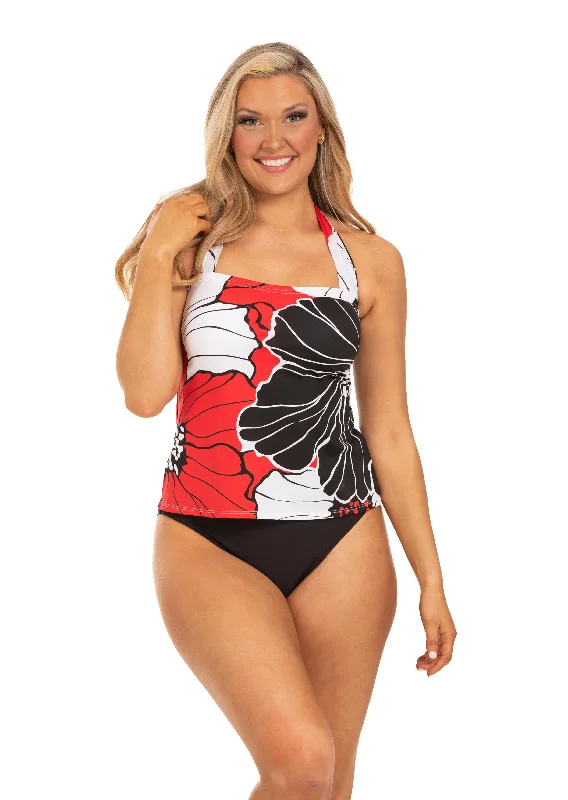 La Spezia Asymmetrical Wide Set Strap Tankini Earthy Women's 