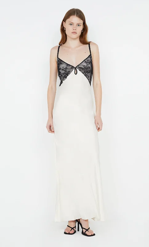 TEREZA KEYHOLE DRESS - IVORY/BLACK Youthful Women's Anime - inspired