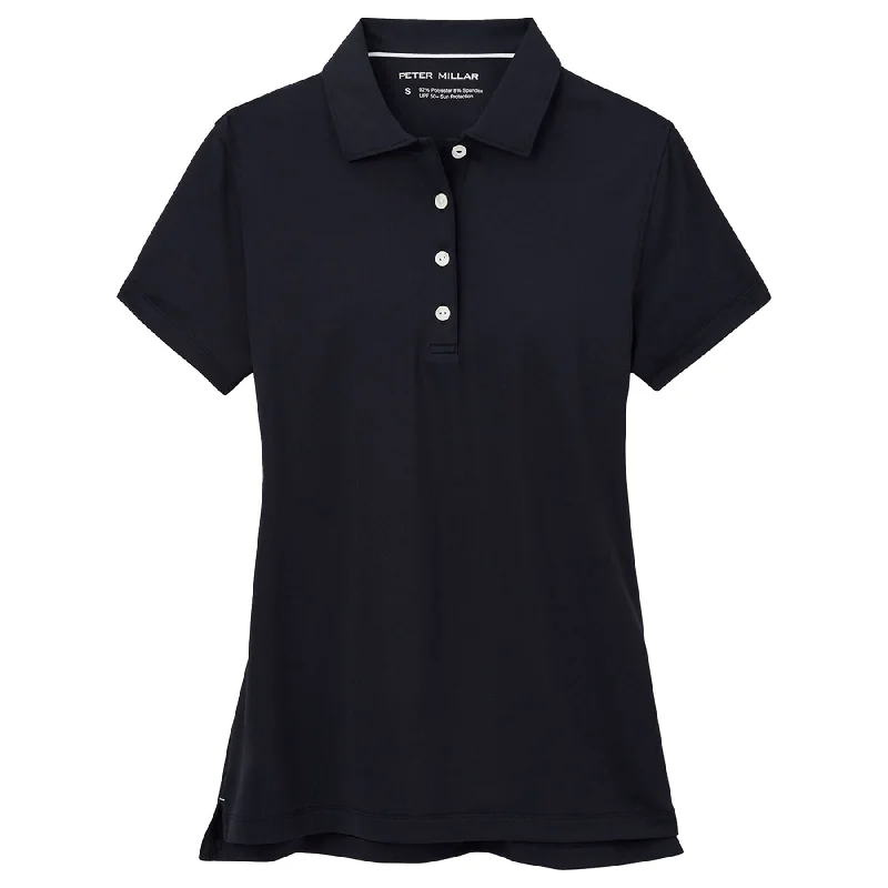 Womens Button Polo Black - 2025 performance