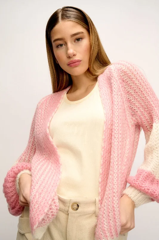 Noella - Liana Knit Cardigan - White/Rose Sleek Women's 