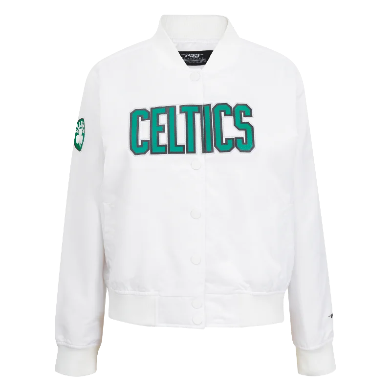 NBA BOSTON CELTICS CLASSIC WOMEN'S SATIN JACKET (WHITE) Bold Women's Statement