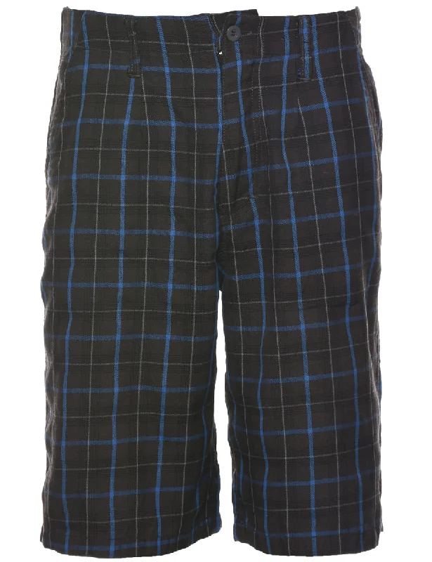 Checked Dark Grey Shorts - W32 L11 Earthy Women's 