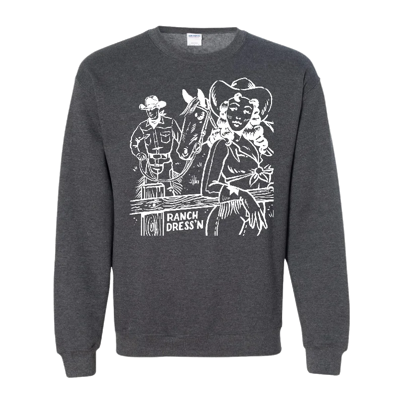 KEEP WALKING COWBOY DARK HEATHER CREWNECK Tough Women's Military - inspired