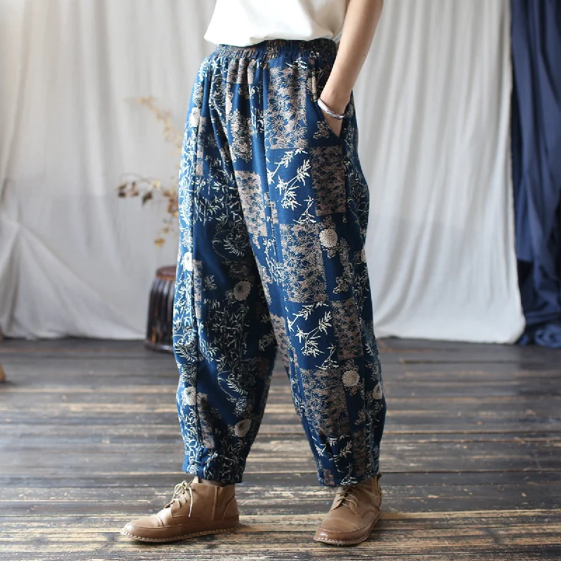 Women Autumn Winter Fleece-Lined Thickened Warm Casual Trousers European