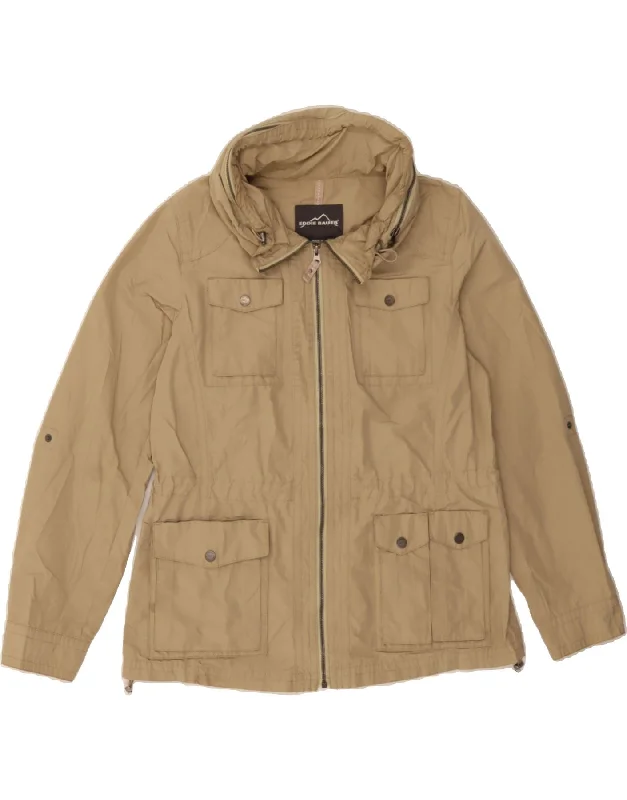 EDDIE BAUER Womens Hooded Utility Jacket UK 16 Large Beige Polyester Sporty Women's Tennis