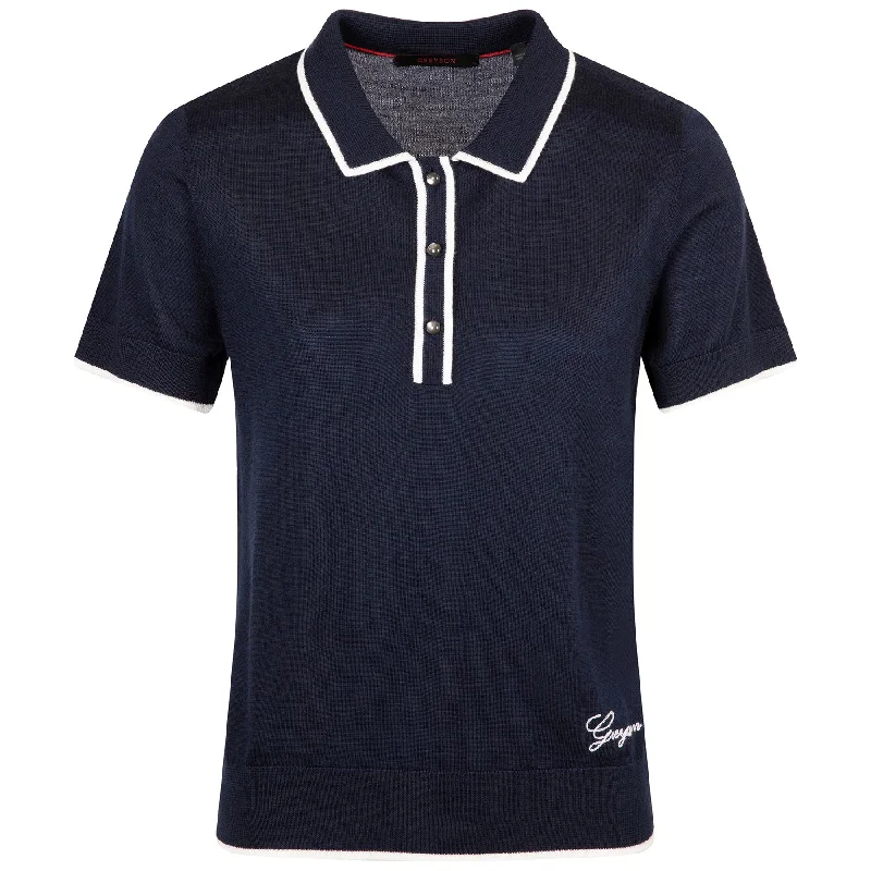 Womens SS Bardot Sweater Polo Maltese Blue - 2025 Preppy Women's College