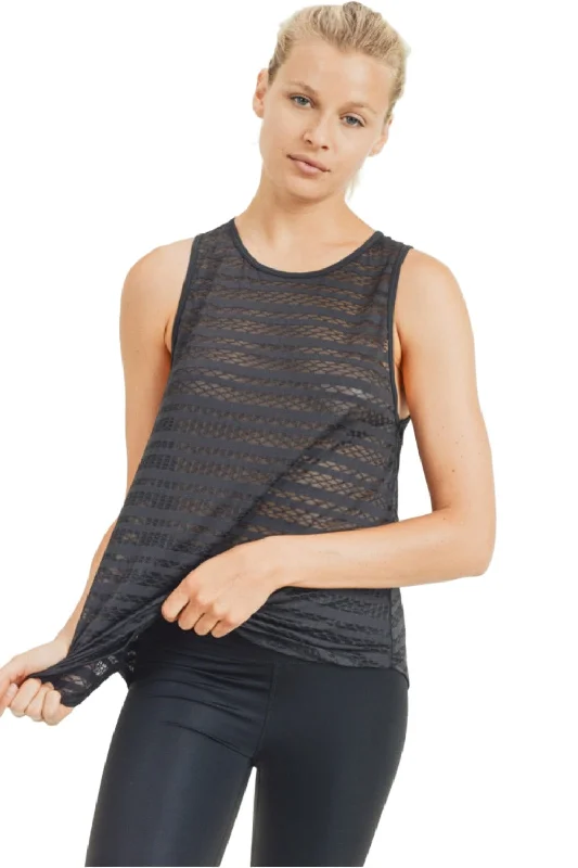 Mono B Lattice Open Back Mesh Tank AT2910 Refined Women's Velvet