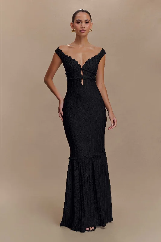 Natalie Off Shoulder Maxi Dress - Black Modern Women's Tech