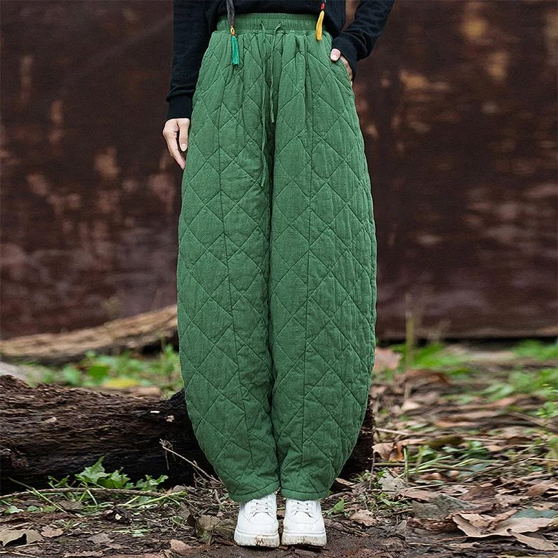 Babakud Women Winter Quilted Thickened Warm Cotton-Padded Lantern Pants Bold Women's Statement