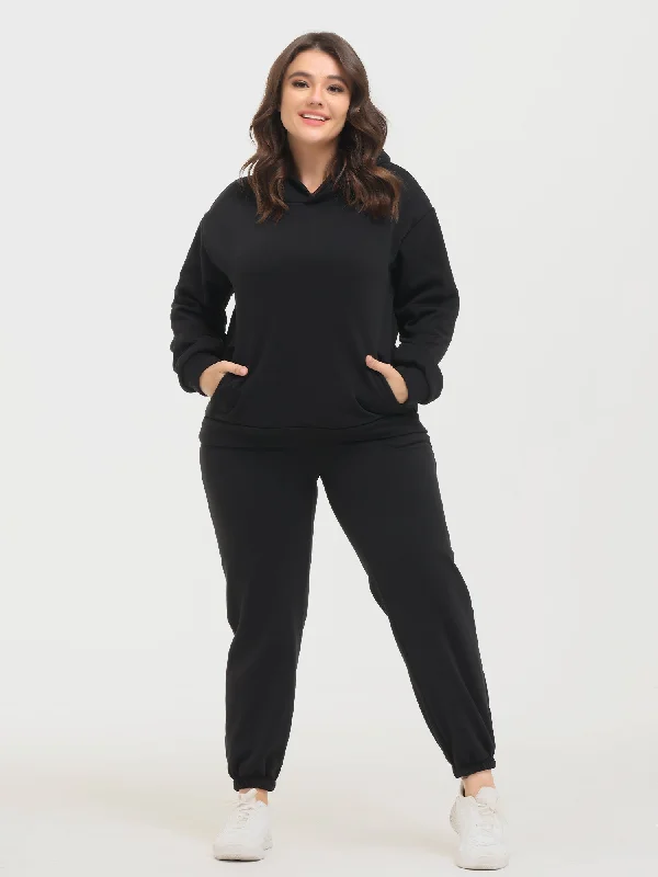 Midsize Casual Fashion Fleece Hoodie 2-Piece Set Refined Women's 