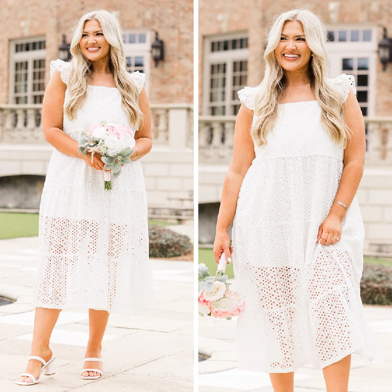 Lots To Love Dress, White Laid - back Women's Style