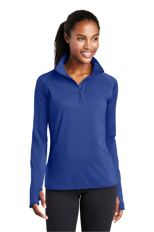 Sport-Tek Womens Sport-Wick Moisture Wicking 1/4 Zip Sweatshirt w/ Pouch Pocket - True Royal Blue Gym Sport-Tek Womens Sport-Wick Moisture Wicking 1/4 Zip Sweatshirt w/ Pouch Pocket - True Royal Blue Gym
