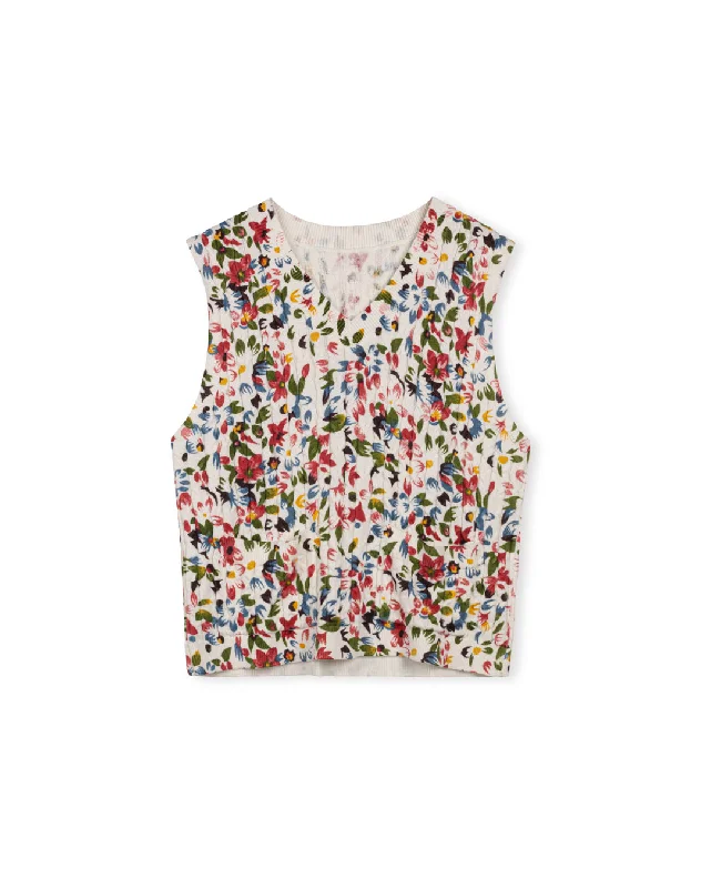 Knit Printed Floral Vest Refined Women's Classic 